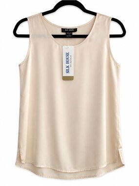 Silk House 100% Silk Ivory Sleeveless Shell Tank Petite NWT